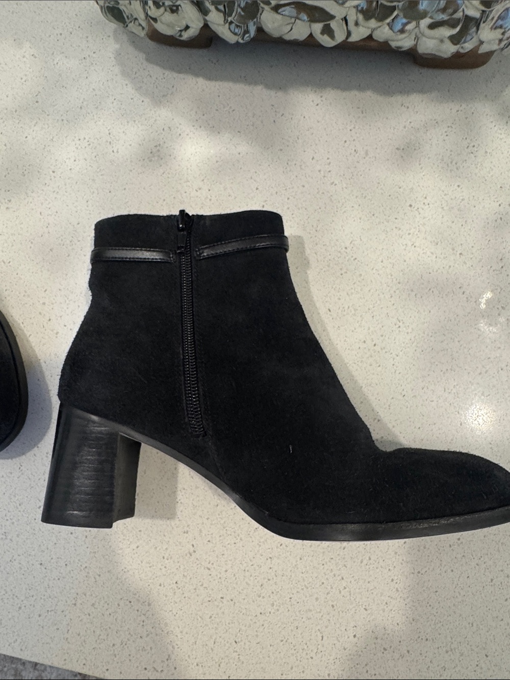 Kate Spade Black Suede Ankle Boots with Charm Accent - Picture 3 of 6